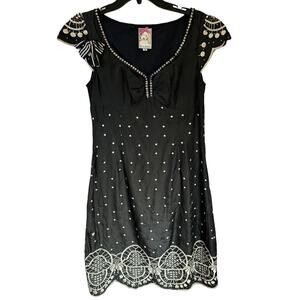 Anthropologie Yoana Baraschi Black Y2K Silk Art Deco Midi Dress 8